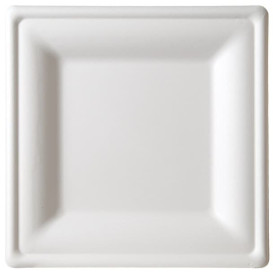 Plato Cuadrado Caña de Azucar Blanco 260x260mm (200 Uds)