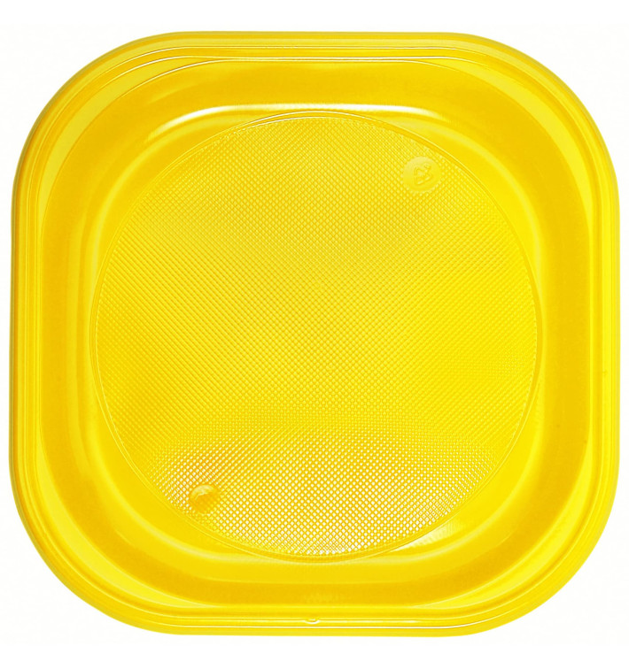 Plato de Plastico PS Cuadrado Amarillo 200x200mm (720 Uds)