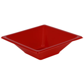 Bol de Plastico Cuadrado Rojo 120x120x40mm (12 Uds)