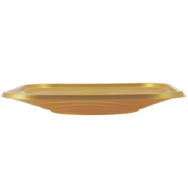 Plato de Plastico PP "X-Table" Cuadrado Oro 230mm (8 Uds)