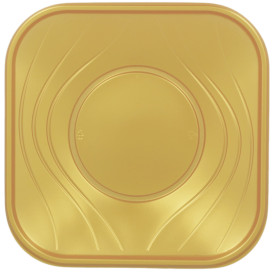 Plato de Plastico PP "X-Table" Cuadrado Oro 230mm (120 Uds)