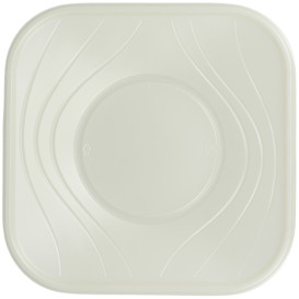 Plato de Plastico PP "X-Table" Cuadrado Perla 180mm (8 Uds)