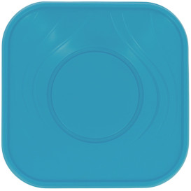 Plato de Plastico PP "X-Table" Cuadrado Turquesa 230mm (120 Uds)