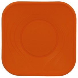 Plato de Plastico PP "X-Table" Cuadrado Naranja 230mm (120 Uds)