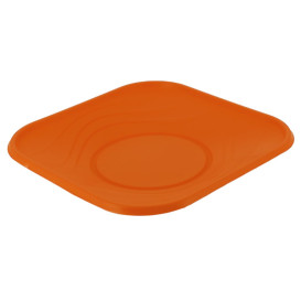 Plato de Plastico PP "X-Table" Cuadrado Naranja 230mm (120 Uds)