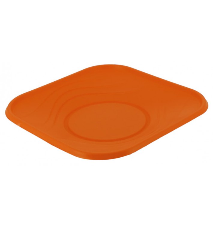Plato de Plastico PP "X-Table" Cuadrado Naranja 230mm (120 Uds)