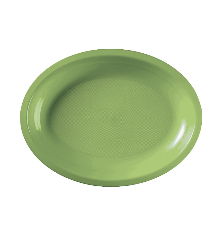 Bandeja Ovalada Verde Lima Round PP 255x190mm (50 Uds)