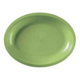 Bandeja Ovalada Verde Lima Round PP 315x220mm (25 Uds)