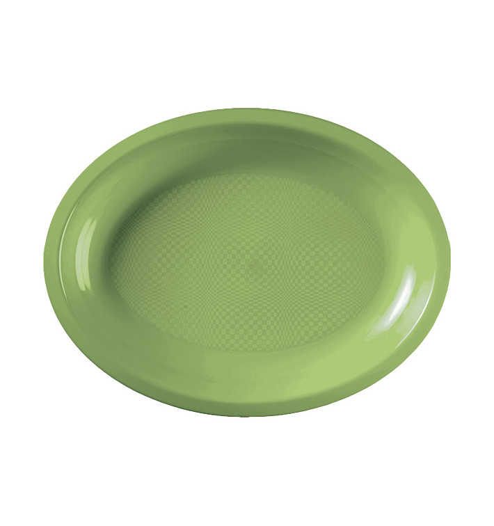 Bandeja Ovalada Verde Lima Round PP 315x220mm (25 Uds)