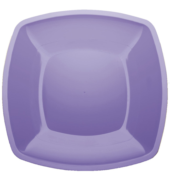 Plato de Plastico Llano Lila Square PS 300mm (12 Uds)