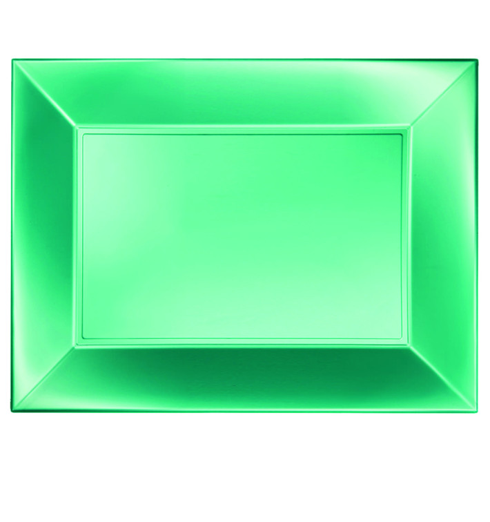 Bandeja Plastico Verde Nice Pearl PP 345x230mm (6 Uds)