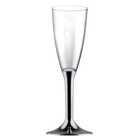 Copa de Plastico Cava con Pie Niquel Cromado 120ml (20 Uds)