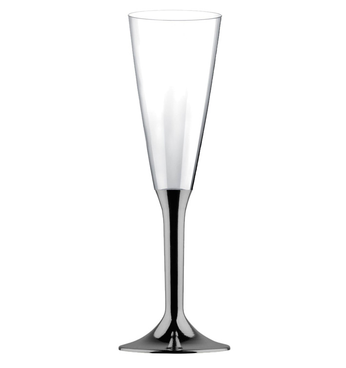 Copa de Plastico Cava con Pie Niquel Cromado 160ml (20 Uds) Copa de Plastico Cava con Pie Niquel Cromado 160ml (20 Uds)