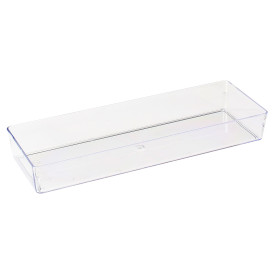 Bandeja de Plastico Rectangular Transparente 4,6x13cm  (500 Uds)