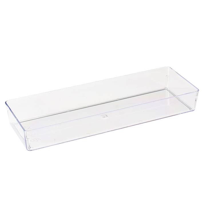 Bandeja de Plastico Rectangular Transparente 4,6x13cm  (500 Uds)