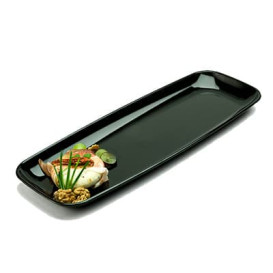 Bandeja Plastico Rectangular Dura Negro 17x45cm (5 Uds)