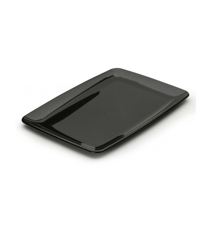 Bandeja Plastico Rectangular Dura Negro 20x28 cm (20 Uds)