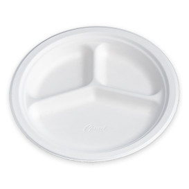 Plato de Cartón Chinet 3 Compartimentos 260 mm (135 Uds)
