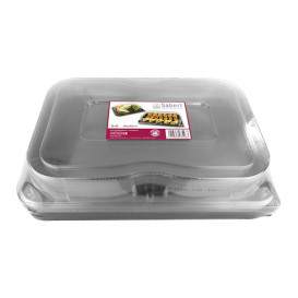 Bandeja Plastico Negra + tapa 46x30cm (5 Uds)