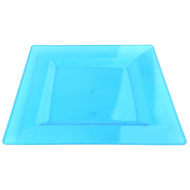 Plato Plastico Cuadrado Extra Rigido Turquesa 20x20cm (4 Uds)
