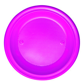 Plato de Plastico PS Hondo Fucsia Ø220mm (600 Uds)