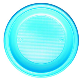 Plato de Plastico PS Hondo Azul Claro Ø220mm (30 Uds)