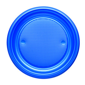 Plato de Plastico PS Llano Azul Oscuro Ø170mm (50 Uds)