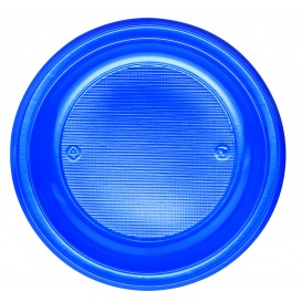 Plato de Plastico PS Llano Azul Oscuro Ø220mm (30 Uds)