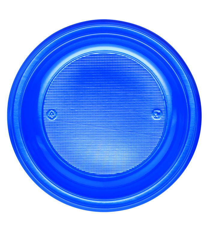 Plato de Plastico PS Llano Azul Oscuro Ø220mm (30 Uds)