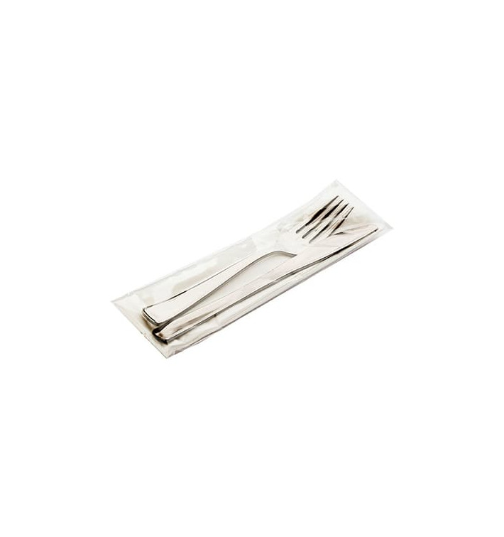 Set Cubiertos Metalizados Tenedor, Cuchillo y Servilleta (30 Uds)