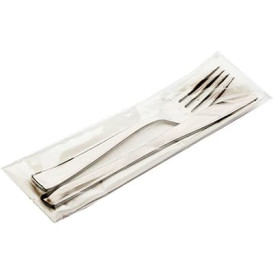 Set Cubiertos Metalizados Tenedor, Cuchillo y Servilleta (300 Uds)