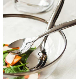 Cuchara y Tenedor de Plástico para Ensaladas Plata (5 Uds)