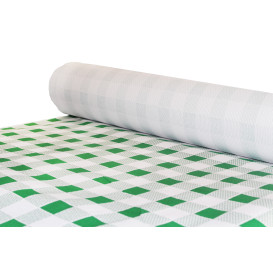 Mantel de Papel Rollo Cuadros Verdes 1x100m. 40g (6 Uds)
