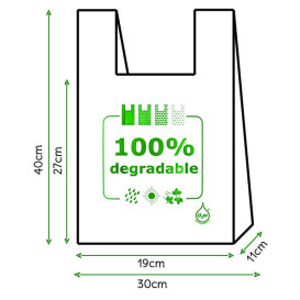 Bolsa Plastico Camiseta 100% Degradable 30x40cm (200 Uds)