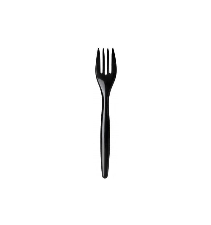 Tenedor Plastico Luxury Negro 175 mm (100 Uds)