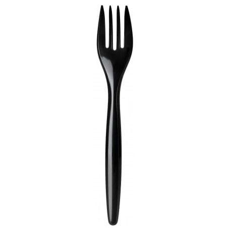 Tenedor Plástico Luxury Negro 175 mm (100 Uds)