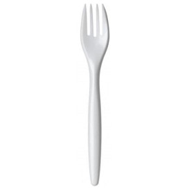 Tenedor Plastico Luxury Blanco 175 mm (2000 Uds)