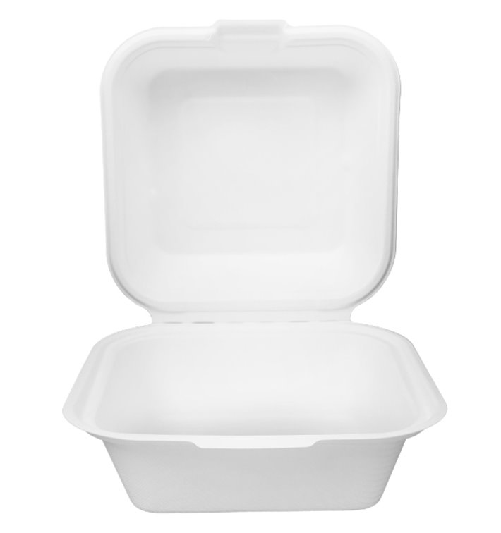 Envase Hamburguesa Caña de Azúcar Blanco 155x155x80mm (125 Uds) Envase Hamburguesa Caña de Azúcar Blanco 155x155x80mm (125 Uds)