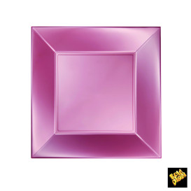 Plato de Plastico Llano Rosa Nice Pearl PP 230mm (300 Uds)