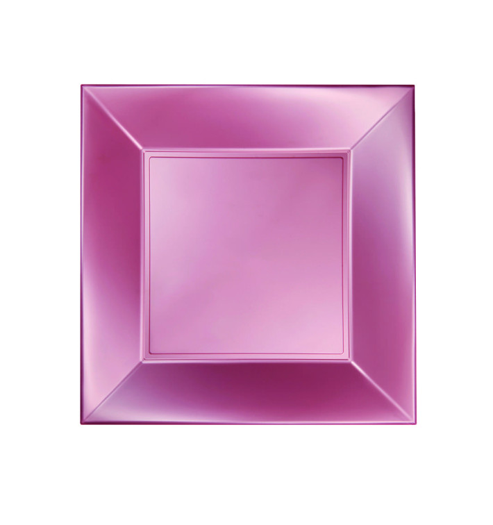 Plato de Plastico Llano Rosa Nice Pearl PP 230mm (300 Uds)