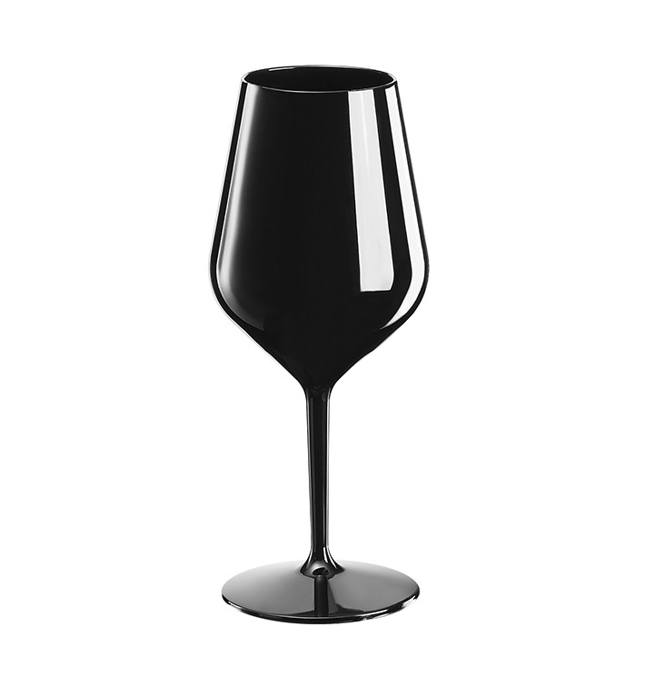 Copa Reutilizable para Vino Tritan Negro 470ml (6 Uds)