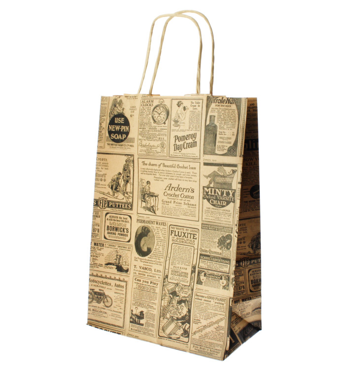 Bolsa Papel Kraft con Asas "Times" 80g 20+10x29 cm (250 Uds)