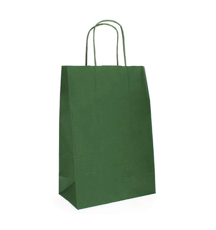 Bolsa Papel Kraft Verde con Asas 80g 20+10x29 cm (50 Uds) Bolsa Papel Kraft Verde con Asas 80g 20+10x29 cm (50 Uds)