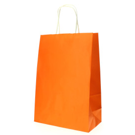 Bolsa Papel Naranja con Asas 80g 20+10x29 cm (250 Uds)