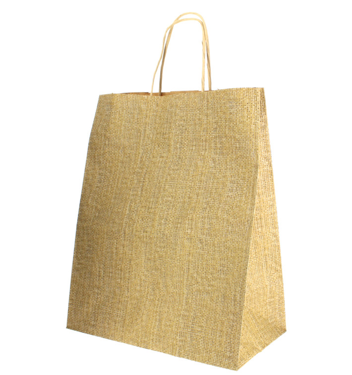 Bolsa Papel Kraft con Asas 80g 26+14x32 cm (50 Uds)