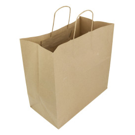 Bolsa Papel Kraft Marron con Asas 90g 36+21x33,5 cm (50 Uds)