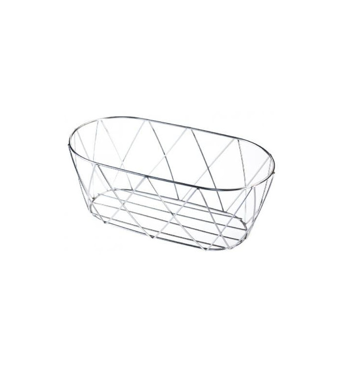 Cesta Ovalada de Acero Plata 255x127x102mm (12 Uds) Cesta Ovalada de Acero Plata 255x127x102mm (12 Uds)