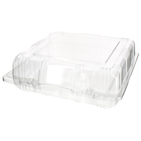 Envase Tapa Bisagra Repostería PET18x18x6cm (20 Uds)