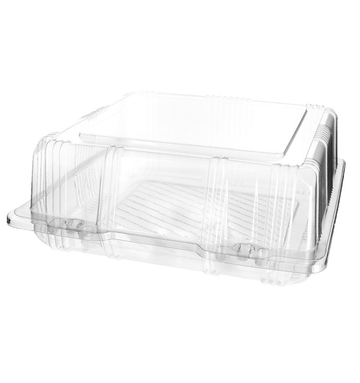 Envase Tapa Bisagra para Respotería PET 20x20x8cm (220 Uds)