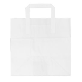 Bolsa Papel Blanca con Asas Planas 70g 26x18x26cm (50 Uds)